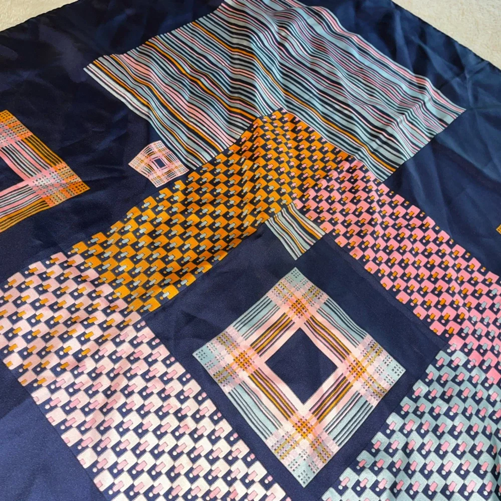 Christian Dior Geometric Patterned Colorblock Silk Scarf